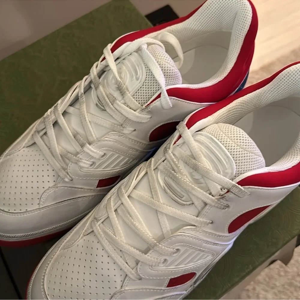 Gucci White Red and Navy Men's Low-Top Sneakers